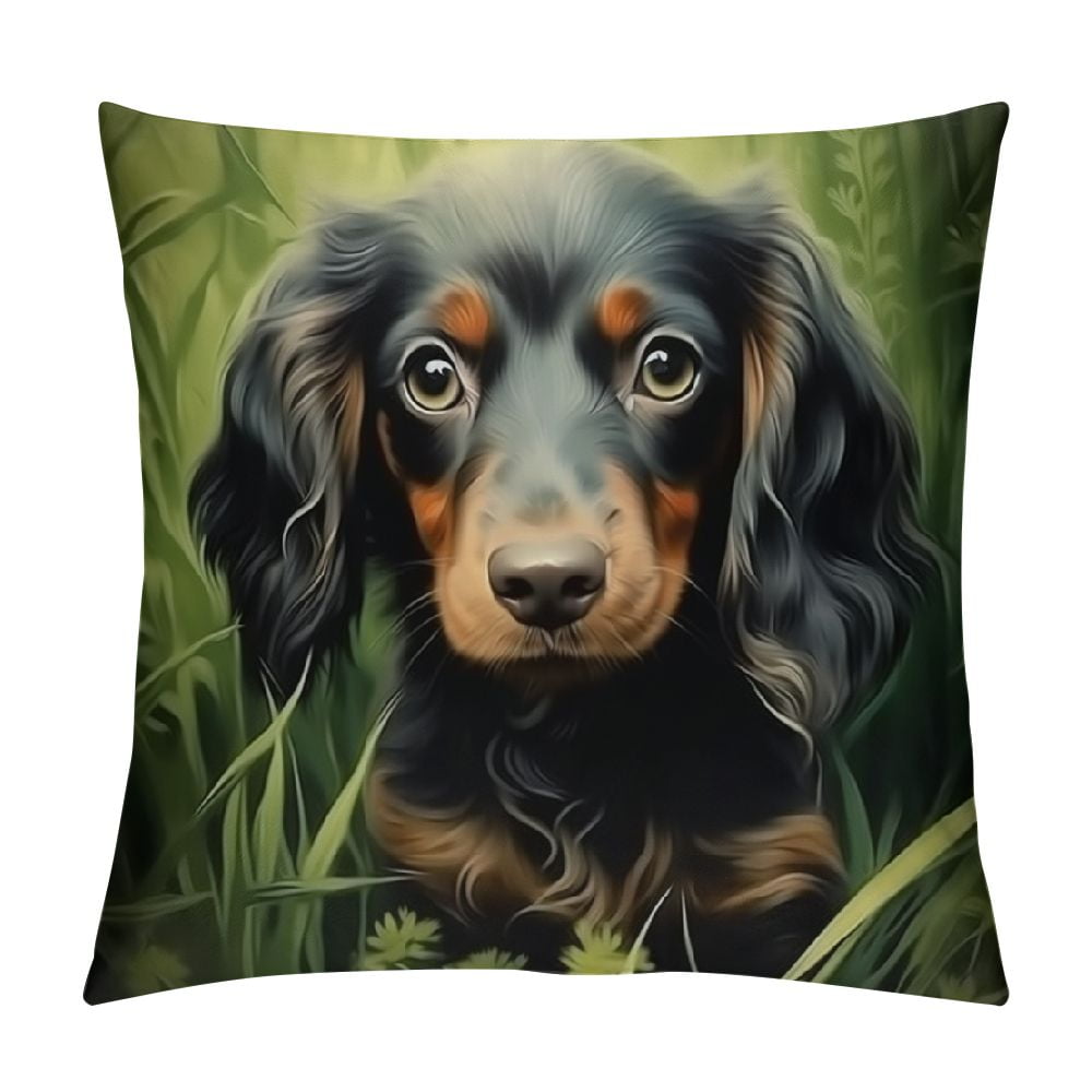 BCIIG Dog Grass Eyes Graphic Decorative Pillow Cover for Home Couch
