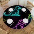 thumbnail image 1 of BCIIG Dogs Bones Neon Lights Round Table Cover Stain Resistant Washable Indoor Outdoor Tablecloth Kitchen Dining Wedding Parties 100% Polyester Fiber 38-42, 1 of 8