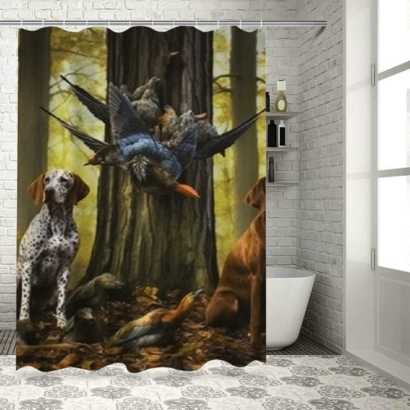 BCIIG Dogs Woods Dead Bird Shower Curtain Set with Hooks 100% Polyester 36"x72