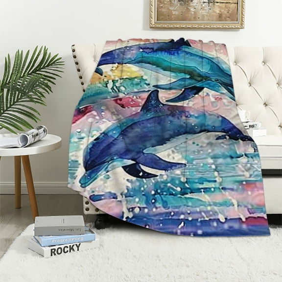 BCIIG Dolphin Blanket Dolphin Decor Throw Blanket Dolphin Blanket Gifts for Girls Boys Dolphin Lovers Super Warm Soft Plush Lightweight Fleece Flannel Sofa Bedding Blanket for Kids Adults Men  40x50in