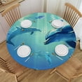 thumbnail image 1 of BCIIG Dolphins Fish Man Round Table Cover Stain Resistant Washable Indoor Outdoor Tablecloth Kitchen Dining Wedding Parties 100% Polyester Fiber 54-58, 1 of 8