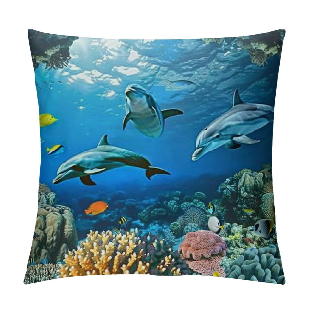 BCIIG Dolphins Marine Life Graphic Decorative Throw Pillow Cover Home