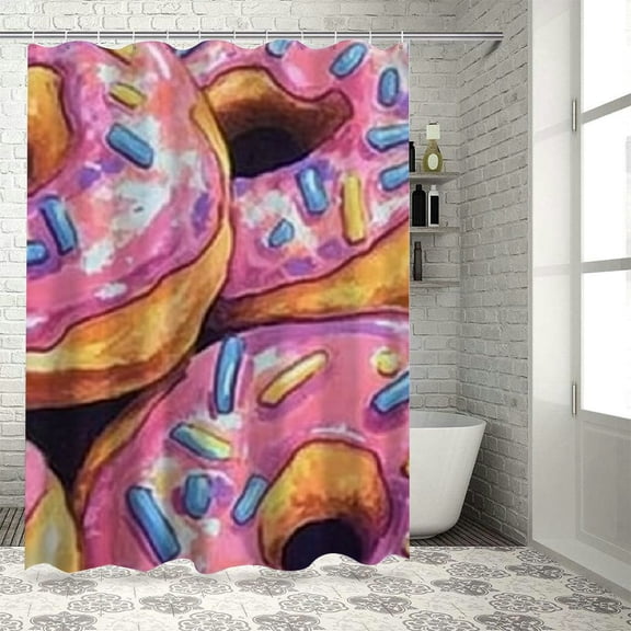 BCIIG Donuts Sweets Dessert Bathroom Decoration Set Colorful Luxury Shower Curtain with Hooks 100% Polyester Bathroom Shower Curtain Set 36"x72