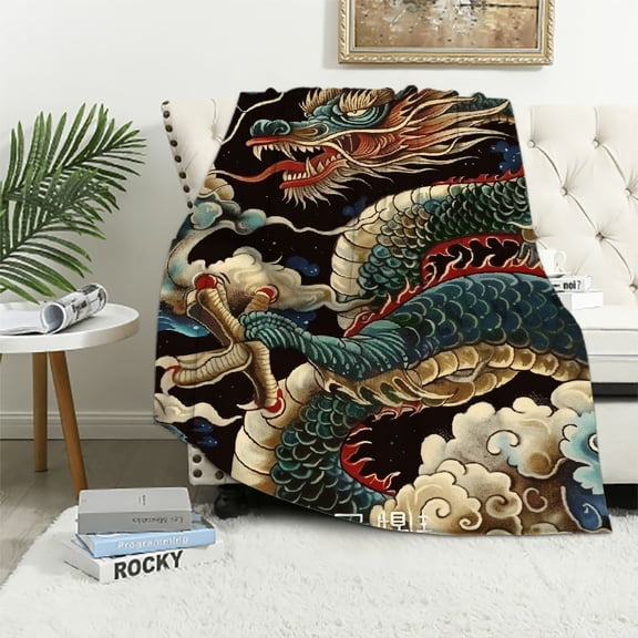 BCIIG Dragon Clouds Warm Lightweight Blanket Soft Fleece Blankets for All Seasons - Long-Lasting Blanket 50x60in