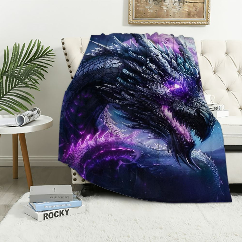 BCIIG Dragon Fantasy Art Soft Fleece Blanket Lightweight Throw Blanket for Living Rooms Sofa Decor Gifts All Seasons 50x60in