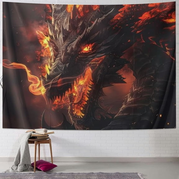 BCIIG Dragon Fire Tapestry Wall Hanging Unique Style Graphic Tapestries Home Wall Decor Art for Living Room Bedroom Apartment Farmhouse Dorm 40x60inch