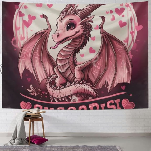 BCIIG Dragon Heart Tapestry Wall Hanging Unique Style Graphic Tapestries Home Wall Decor Art for Living Room Bedroom Apartment Farmhouse Dorm 40x30inch