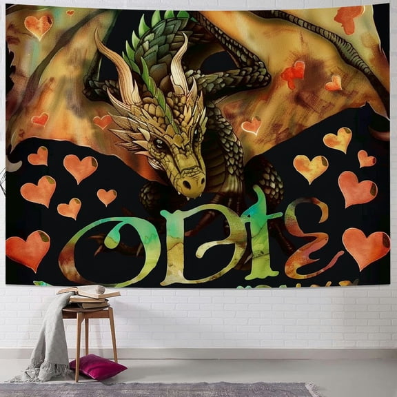 BCIIG Dragon Hearts Fantasy Art Tapestry Wall Hanging Unique Style for Home Decor, Vivid Design, Soft Lightweight Fabric, 4 Sizes Available 50x40inch