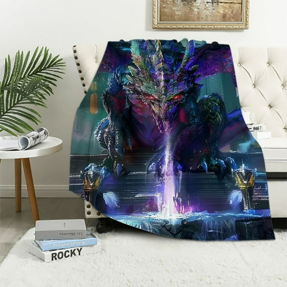 BCIIG Dragon Warm Lightweight Fleece Blanket Soft Flannel Fabric Perfect for All Seasons Throw Blanket Living Rooms Sofa Decor Cow Gifts - All Seasons Blanket 40x50in
