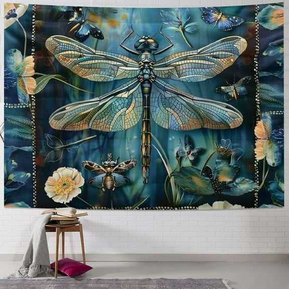 BCIIG Dragonfly Tapestry Wall Hanging Unique Style Graphic Tapestries Home Wall Decor Art for Living Room Bedroom Apartment Farmhouse Dorm 40x30inch