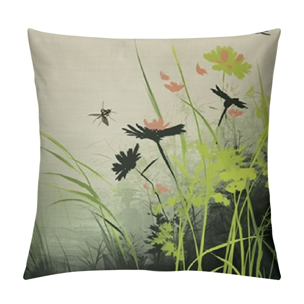 BCIIG Dragonfly Throw Pillow Cushion Cover, Lake Flowers Leaves on ...