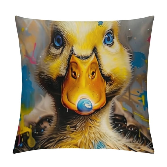 BCIIG Duck Theme Decorative Short Plush Throw Pillow Cover for Home Couch Living Room Bed Sofa - 1PC 22x22in