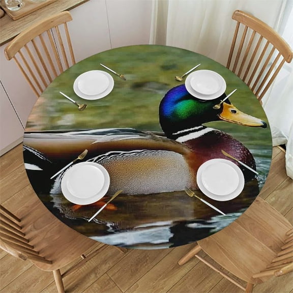 BCIIG Duck Theme Round Tablecloth | Stain-Resistant & Washable | Ideal for Indoor/Outdoor Use | Full Width Single-Sided Printing | Various Sizes Available 31"-35