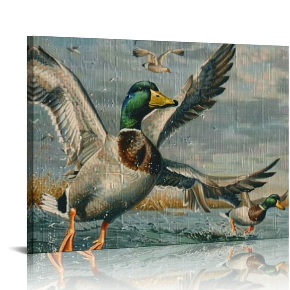 BCIIG Ducks Flying Water Canvas Prints Wall Art for Living Room Bedroom Office Decor 20x16in