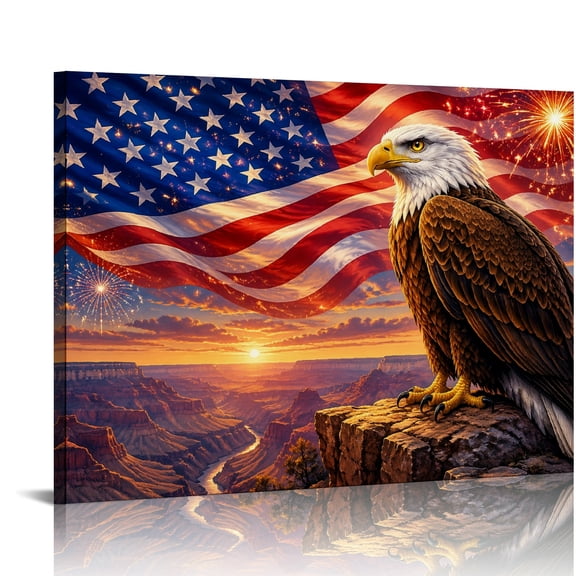 BCIIG Eagle Canyon Flag HD Print Framed Canvas Wall Art, Wall Art, Ready An Excellent Gift Choice Suitable For Living Room Bedroom Kitchen Classroom Studio Family