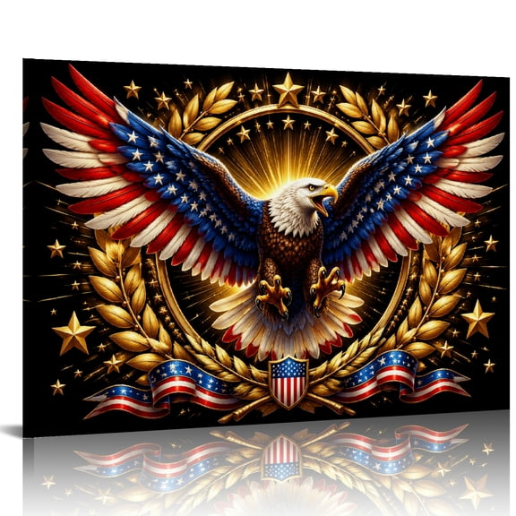 BCIIG Eagle Emblem Wall Art,  HD Print Framed Canvas Wall Art,  Ready An Excellent Gift Choice Suitable For Living Room Bedroom Kitchen Classroom Studio Family