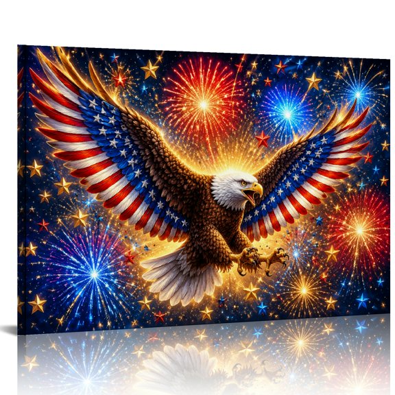 BCIIG Eagle Firework Star Wall Art,  Ready An Excellent Gift Choice,  HD Print Framed Canvas Wall Art Suitable For Living Room Bedroom Kitchen Classroom Studio Family