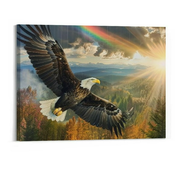 BCIIG Eagle LED Canvas Print Light Up Wall Art - Lighted Picture Unframed 20''x16''