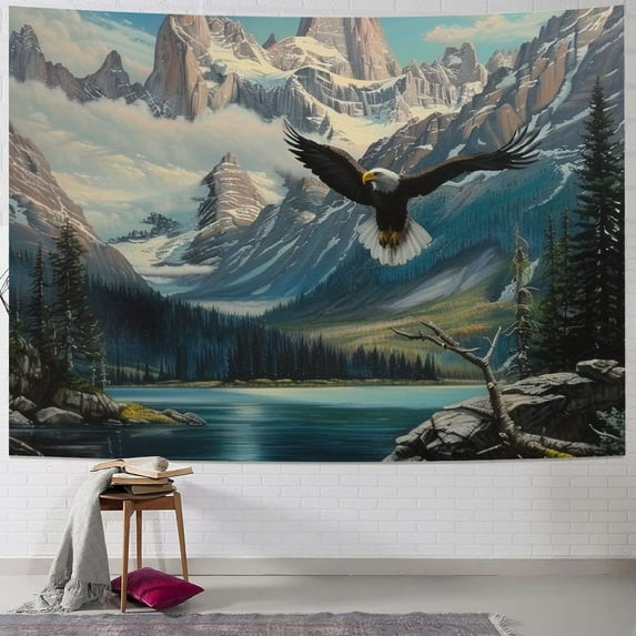 BCIIG Eagle Mountain Lake Mountain Range Tapestry Wall Hanging Unique Style Graphic Tapestries for Home Wall Decor Art 50x40inch