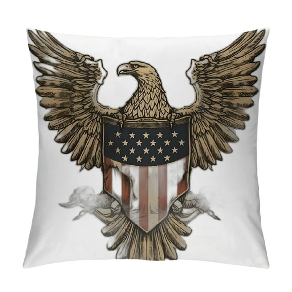 BCIIG Eagle Shield Flag Graphic Decorative Throw Pillow Cover for Home Couch, Living Room, Bed, Sofa - Printed on Both Sides - Pack of 1 - Short Plush Material 20x20in
