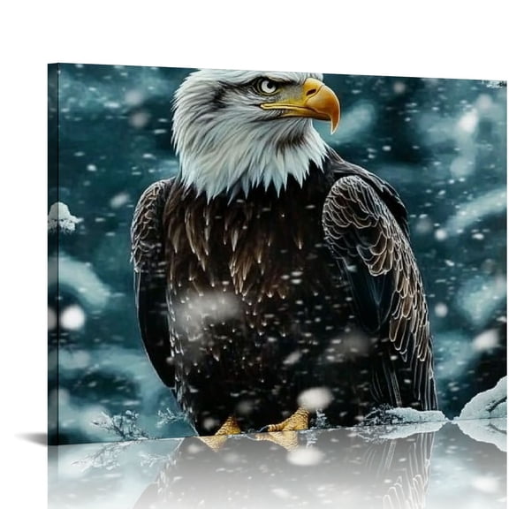 BCIIG Eagle Snow Trees Art Modern Canvas Prints for Living Room Bedroom Home Office Wall Decor 16x12in