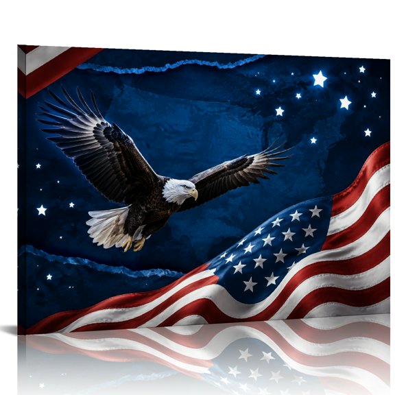 BCIIG Eagle Usa Map Flag HD Print Framed Canvas Wall Art, Wall Art, Ready An Excellent Gift Choice Suitable For Living Room Bedroom Kitchen Classroom Studio Family