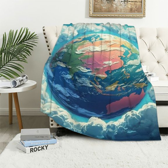 BCIIG Earth Clouds Water Warm Lightweight Soft Fleece Blanket Throw Blanket for Living Rooms Sofa Decor Cow Gifts All Seasons Hand Feel Blanket 60x80in