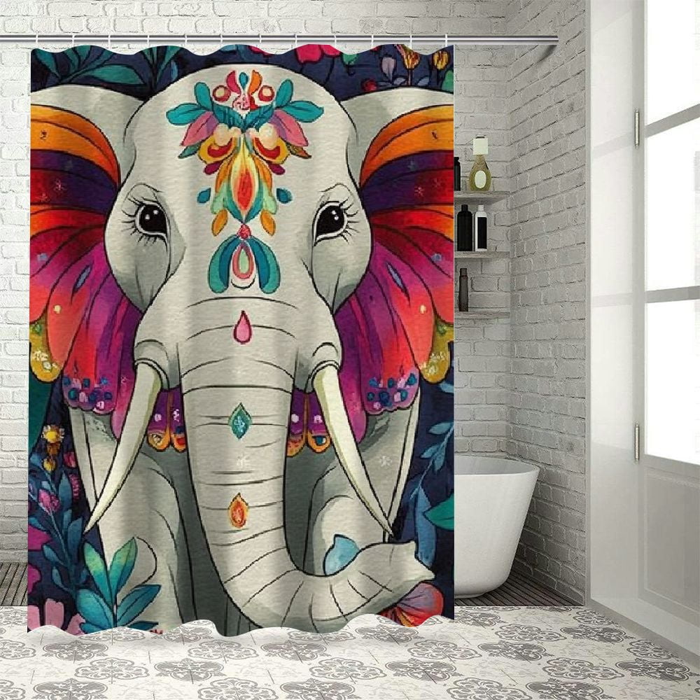 BCIIG Elephant Colorful Floral Bathroom Décor Set with Hooks, 100