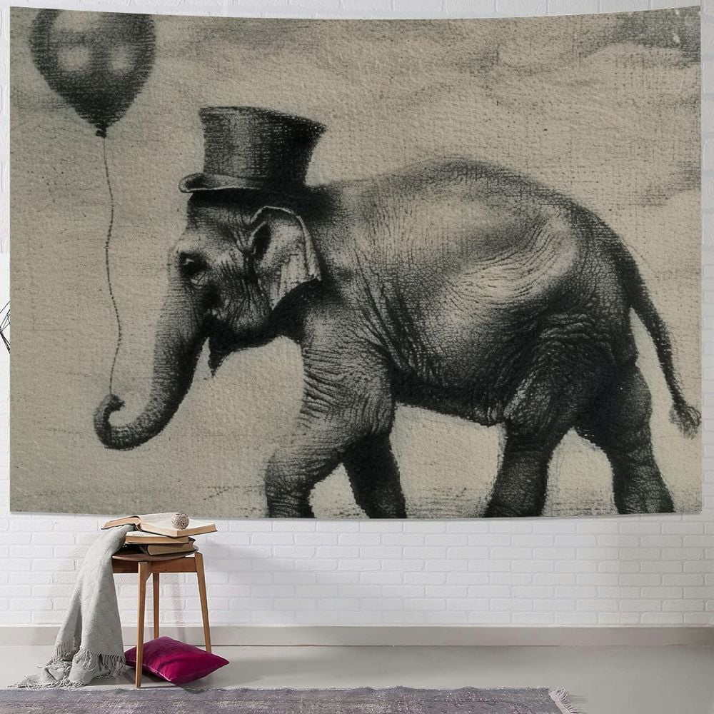 BCIIG Elephant Hat Balloon Tapestry Wall Hanging Unique Style Graphic