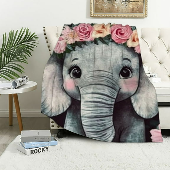 BCIIG Elephant Throw Blanket  Inches Small Blanket for Kids, Girls &amp; Women- Soft Plush Blankets for Bed, Couch, Sofa - Black Cute Fuzzy Throws Gifts 40x50in