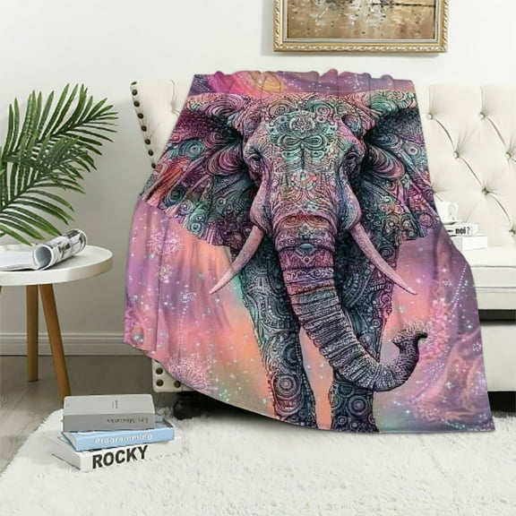 BCIIG Elephant Throw Blanket, Pink Bohemia Elephant Blanket, Elephant Gifts for Women Ultra-Soft Micro Lightweight Cozy Comfort for Bedroom Couch Sofa 40x50in