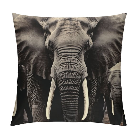 BCIIG   Elephant Throw   Pillow Cover,African Wild Animal Jungle Wildlife Cushion Cover for Sofa,Rustic Natural Elephant Dark Gray Double Sides Print Pillow Cover,Single Pack 12x12in