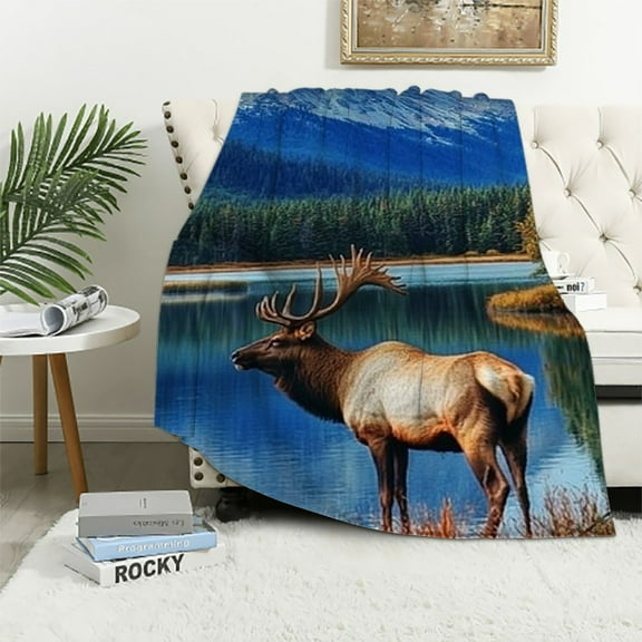 BCIIG Elk Blanket Forest Grass Deer Blanket Soft Fuzzy Plush Throw Blankets for Couch Bed 50x60in