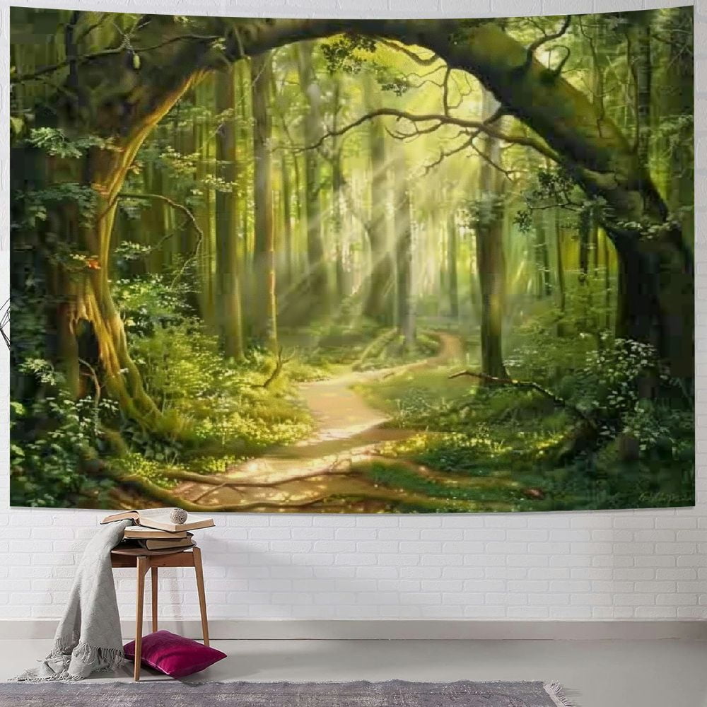 BCIIG Enchanted Forest Tapestry Nature Lanscape Green Tapestry Tree Cave Wall Tapestry Wall Hanging For Living Room Bedroom Home Decorations Walmart