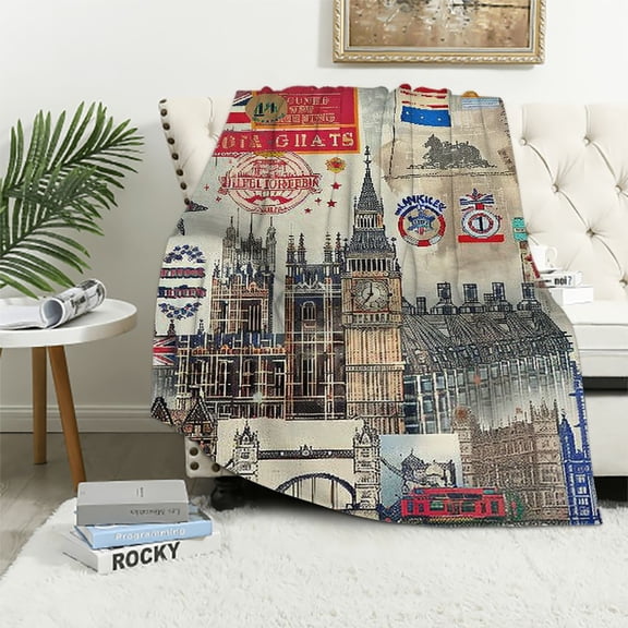BCIIG European Cityscape Warm Lightweight Soft Fleece Blanket Throw Blanket All Seasons 40x50in