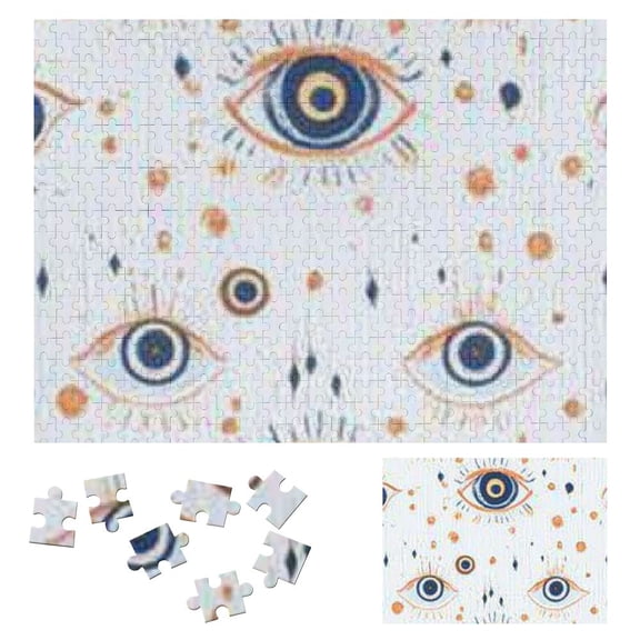 BCIIG Eyeballs Circles Dots Wooden Jigsaw Puzzle Horizontal Style Eco-Friendly Wood Gift for Family Friends 500 PCS