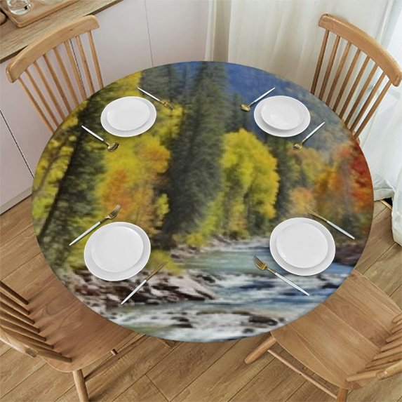 BCIIG Fall Colors Round Table Cover Stain Resistant Washable Indoor Outdoor Tablecloth Kitchen Dining Wedding Parties Waterproof 100% Polyester Fiber 46-50