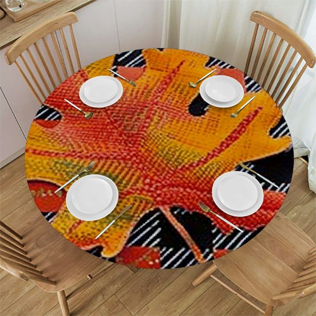BCIIG Fall Leaf Round Table Cover Stain Resistant Waterproof Fabric