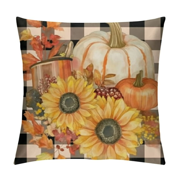 BCIIG Fall Pillow Covers Hello Pumpkin Farmhouse Buffalo Plaid Throw Cushion Case Fall Decorations for Couch Sofa 18x18in