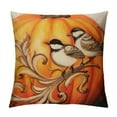 BCIIG Fall Throw Pillow Covers Yellow Pumpkin with Lovely Bird