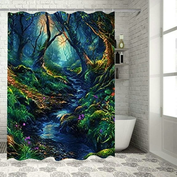 BCIIG Fantasy Art Bathroom Decor Set with Hooks, Colorful Luxurious Graphic Print Shower Curtain for Bathroom Decoration Home Bathtubs, Easy Installation & Maintenance