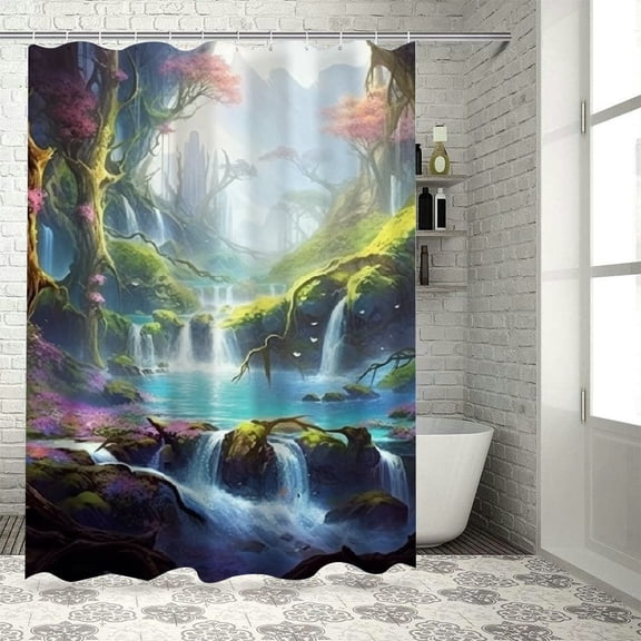 BCIIG Fantasy Art Bathroom Decor Set with Hooks | Colorful Luxurious Graphic Print Polyester Fabric Shower Curtain | Home Bathtubs Decoration 69"x72