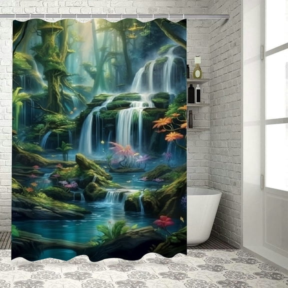 BCIIG Fantasy Art Bathroom Decor Set with Hooks - Colorful Luxurious Polyester Shower Curtain Set for Bathroom Decoration 69"x72