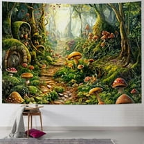 BCIIG Fantasy Forest Tapestry Enchanted Mushroom Magical Tapestry Fairytale Wonderland Tree House Tapestries Wall Hanging Art for Kids Girl Bedroom Living Room Dorm Decor 40x30inch