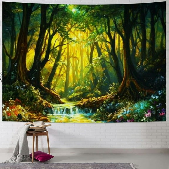BCIIG Fantasy Forest Tapestry Mystical Nature Landscape Tapestry Enchanted Magical Forest Tree Tapestry Psychedelic Wall Hanging Headboard Tapestry for Bedroom Living Room Home Decor  40x30inch