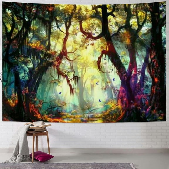 BCIIG Fantasy Forest Tapestry Nature Landscape Mystical Tapestry Magical Enchanted Forest Tree Tapestry Psychedelic Wall Hanging Headboard Tapestry for Bedroom Living Room Home Decor  40x60inch