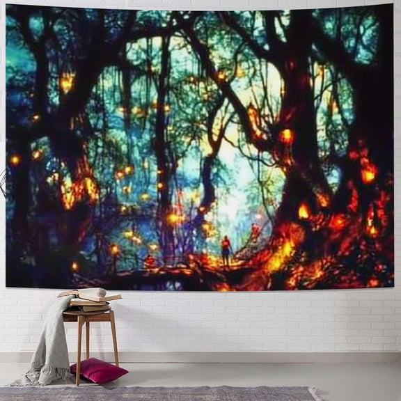 BCIIG Fantasy Forest Tapestry Nature Landscape Mystical Tapestry Magical Enchanted Forest Tree Tapestry Psychedelic Wall Hanging Headboard Tapestry for Bedroom Living Room Home Decor  40x30inch