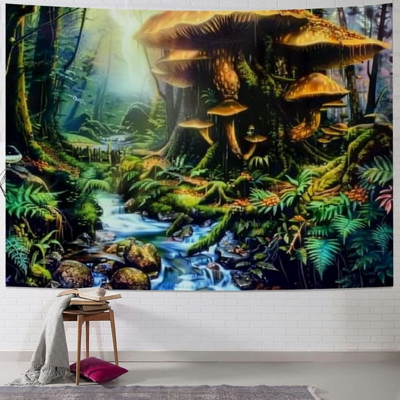 BCIIG Fantasy Forest Tapestry Nature Landscape Tapestry Wall Hanging Fairy Tale World Tapestry Psychedelic Tree of Life Headboard Bedspread Tapestry for Bedroom Living Room Decor 40x30inch