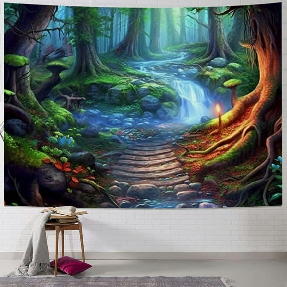 BCIIG Fantasy Forest Tapestry Plants Jungle Magic Game Scene Tapestry Flannel Large Tapestry for Bedroom Living Room 40x30inch