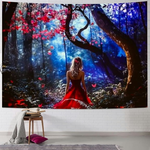 BCIIG Fantasy Forest Tapestry Tree of Life Nature Landscape Tapestry Wall Hanging Fairy Tale World Tapestry Psychedelic Headboard Bedspread Tapestry for Bedroom Living Room Decor 40x30inch
